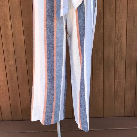 Drew Striped Linen Top & Cropped Pants Set Medium